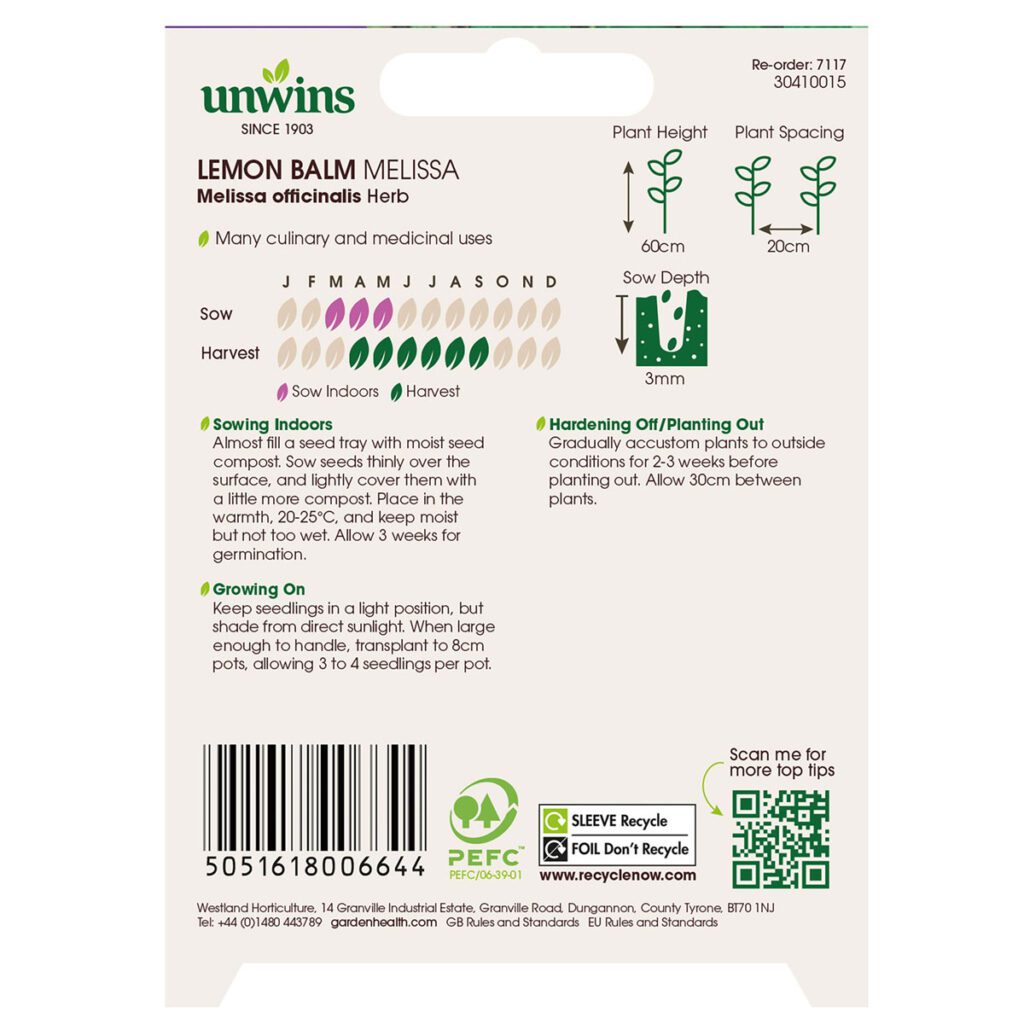 Unwins Lemon Balm Melissa Seeds 5051618006644 2